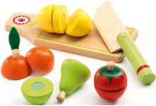 Fruits And Vegetables To Cut Toys Toy Kitchen & Accessories Toy Food & Cakes Multi/mønstret Djeco*Betinget Tilbud
