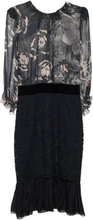 DG Black Floral Print Silk Lace Midi Dress