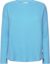 T-Shirt Crew Neck Waffle Tops T-shirts & Tops Long-sleeved Blue Tom Tailor