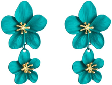 2 PCS Ladies Fashion Geometric Flower Earrings(Blue And green)