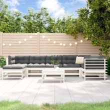 vidaXL Loungegrupp för trädgården med dynor 8 delar vit massivt trä