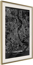 Inramad Poster / Tavla - City Map: Cologne (Dark)
