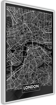 Inramad Poster / Tavla - City Map: London (Dark)