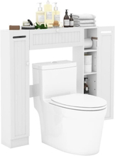 COSTWAY Badrumsmöbler WC Förvaringsskåp med ställbara hyllor och toalettpappershållare, 89 x 19,5 x 99 cm, Vit