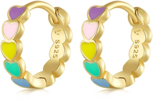 SCE909-B Sterling Silver S925 Rainbow Heart Stud Earrings Drop Oil Jewelry Earrings