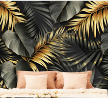 Fotobehang slaapkamer bloemen Gouden 3d effect