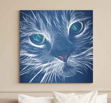 Canvas schilderij katten Blauwe abstracte kat