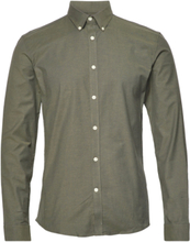 Oxford Superflex Shirt L/S Tops Shirts Casual Khaki Green Lindbergh