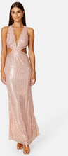 Elle Zeitoune Lauinda Sequin Gown Rose Gold L (UK14)