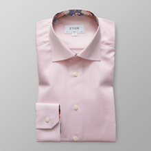 Eton Slim fit Rosa twillskjorta med tennismönstrade detaljer