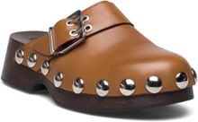 Retro Leather Clog Shoes Summer Shoes Sandals Brun Ganni*Betinget Tilbud