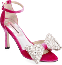 Ashley Crystal Bow Shoes Heels Pumps Peeptoes Pink Custommade