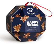 Happy Sock Gingerbread Cookies Gift Set Strømper Marine mønster modal Str 41/46