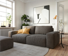 DELIFE Big-sofa Lanzo L 260x110 cm microvezel kaki bruin met hocker