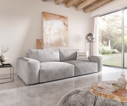 DELIFE Big-sofa Lanzo XL 270x130 cm snoer zilvergrijs