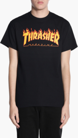 Thrasher - Flame Tee - Sort - L