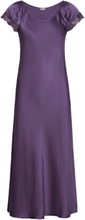 Pure Silk - Long Nightdress W/Short Nattøj Purple Lady Avenue