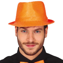 Glitter verkleed hoedje - oranje - verkleed accessoires - volwassenen/heren - met paillette