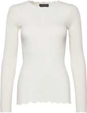 Organic T-Shirt W/ Lace T-shirts & Tops Long-sleeved Hvit Rosemunde*Betinget Tilbud