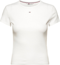 Tjw Slim Essential Rib Ss Ext T-shirts & Tops Short-sleeved Hvit Tommy Jeans*Betinget Tilbud