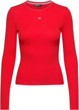 Tjw Slim Essential Rib Ls T-shirts & Tops Long-sleeved Rød Tommy Jeans*Betinget Tilbud