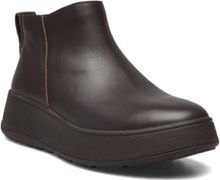 F-Mode Leather Flatform Zip Ankle Boots Shoes Boots Ankle Boots Ankle Boot - Flat Brun FitFlop*Betinget Tilbud