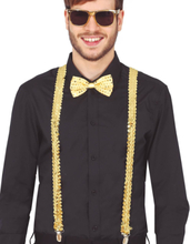Gullglitrende Kostymesett med Sløyfe, Bukseseler og Briller