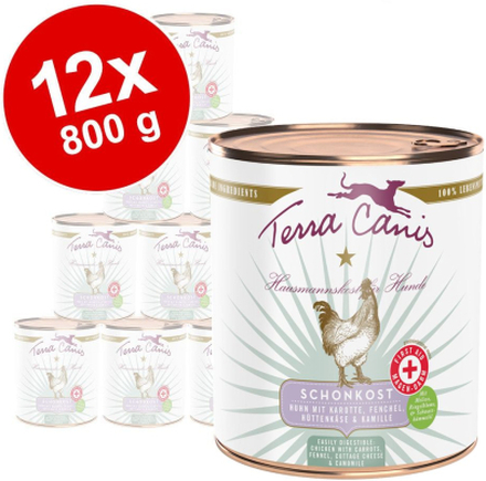 Sparpaket Terra Canis First Aid Schonkost 12 x 800 g - Kalb mit Karotte, Fenchel, Hüttenkäse & Kamille