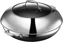 Hexclad - Hybrid wok med lokk 36 cm sølv/svart