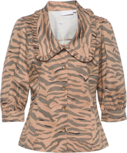 Shirt With Big Collar In Zebra Prin Tops Shirts Long-sleeved Multi/patterned Coster Copenhagen