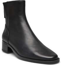 Leather Ankle Boots With Ankle Zip Closure Shoes Boots Ankle Boots Ankle Boot - Heel Svart Mango*Betinget Tilbud
