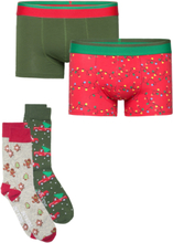 Onsx-Mas Box 4-Pack Socks And Trunks 1 Underwear Socks Regular Socks Khaki Green ONLY & SONS