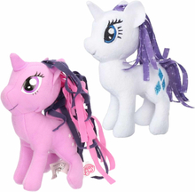 Set van 2x Pluche My Little Pony speelgoed knuffels Rarity en Sparkle 13 cm