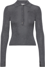 "Mini Ribbed Merino Knit Designers T-shirts & Tops Polos Grey Ganni"