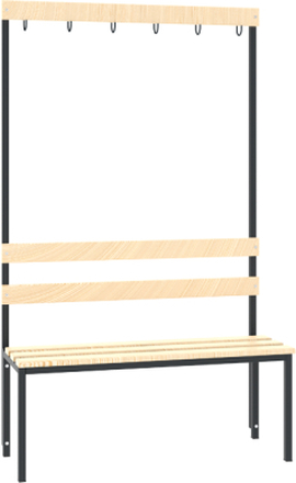 Garderobebank 100 cm breed - Enkelzijdig met houten zitlatten