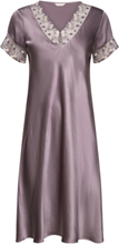Pure Silk - Nightdress W/Short Slee Nattlinne Grey Lady Avenue