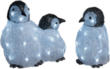 Ljusdekoration Ute Pingvinfamilj akryl 3st LED Gnosjö Konstsmide