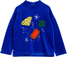 Jewels Velour Application Sweater Tops T-shirts Turtleneck Blue Mini Rodini