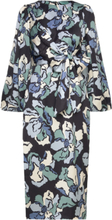 Serina Wrap Detailed Satin Midi Dress Designers Knee-length & Midi Blue Malina