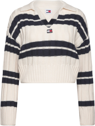 Tjw Bxy Crp Stripe Sweater Ext Tops Knitwear Jumpers Cream Tommy Jeans