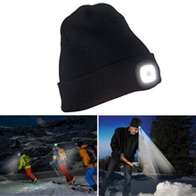 Unisex Rechargeable 4 LED Knitted Beanie Hat for Camping, Fishing, etc.