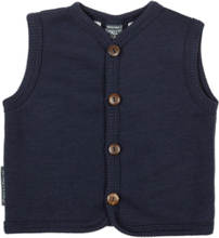Vest, Merino Wool W. Buttons, Navy Tops Vests Navy Smallstuff