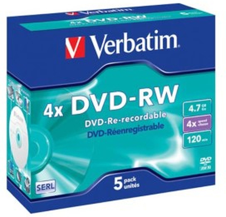 Verbatim DVD-RW i fodral 5-pack