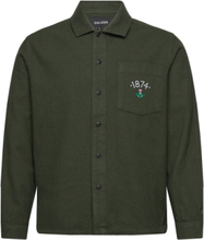 1874 Brushed Cotton Overshirt Tops Overshirts Khaki Green Lyle & Scott