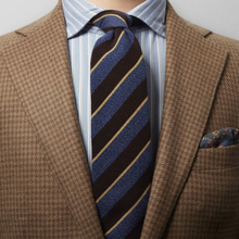 Eton Blå, brun & gul randig slips