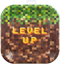 Papperstallrikar Minecraft, level up, 8-pack