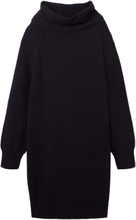 Dress Knitted Structure Mix Knælang Kjole Black Tom Tailor