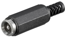 DC-kontakt hunn, ledningsmontering 2,1 mm