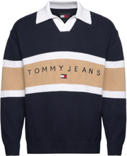 Tjm Rlx Trophy Neck Rugby Knitwear Long Sleeve Knitted Polos Marineblå Tommy Jeans*Betinget Tilbud