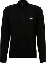 Hugo Boss 1/4 Zip Knit Regular Sweatshirt Black